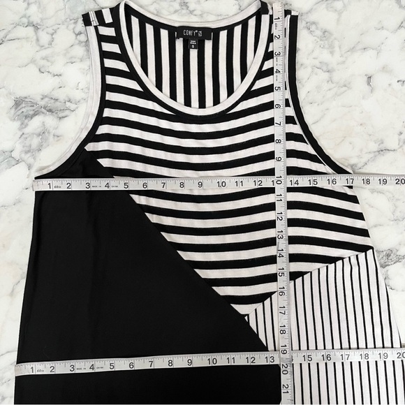 Comfy USA Black White Striped Abstract Sleeveless Asymmetrical Dress Size Small - Picture 6 of 10